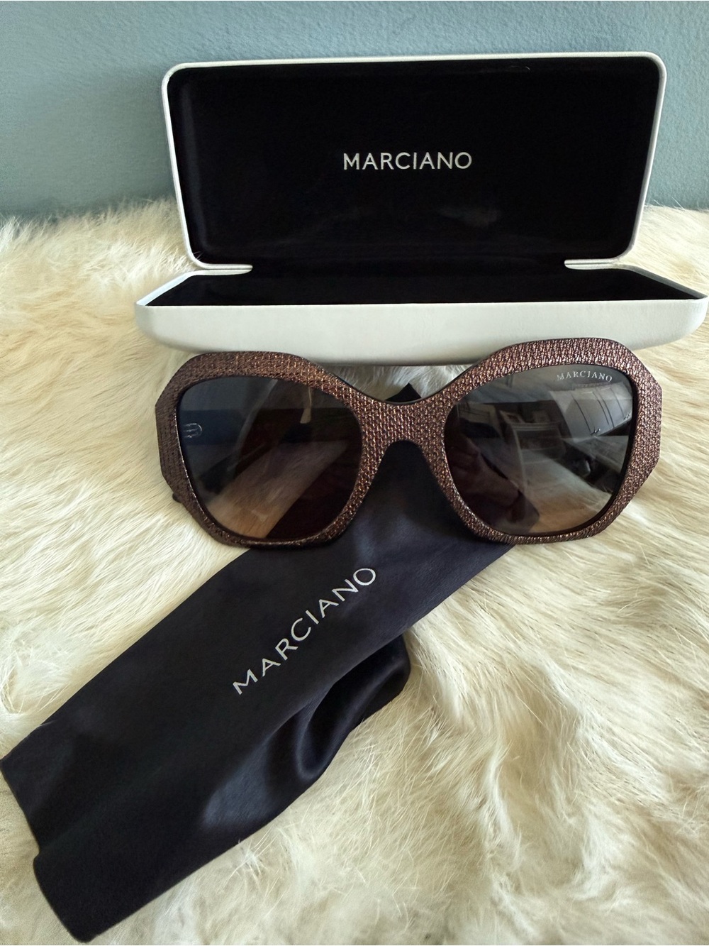 Marciano by Guess Geometric Bronze Glitter Gradient Sunglasses